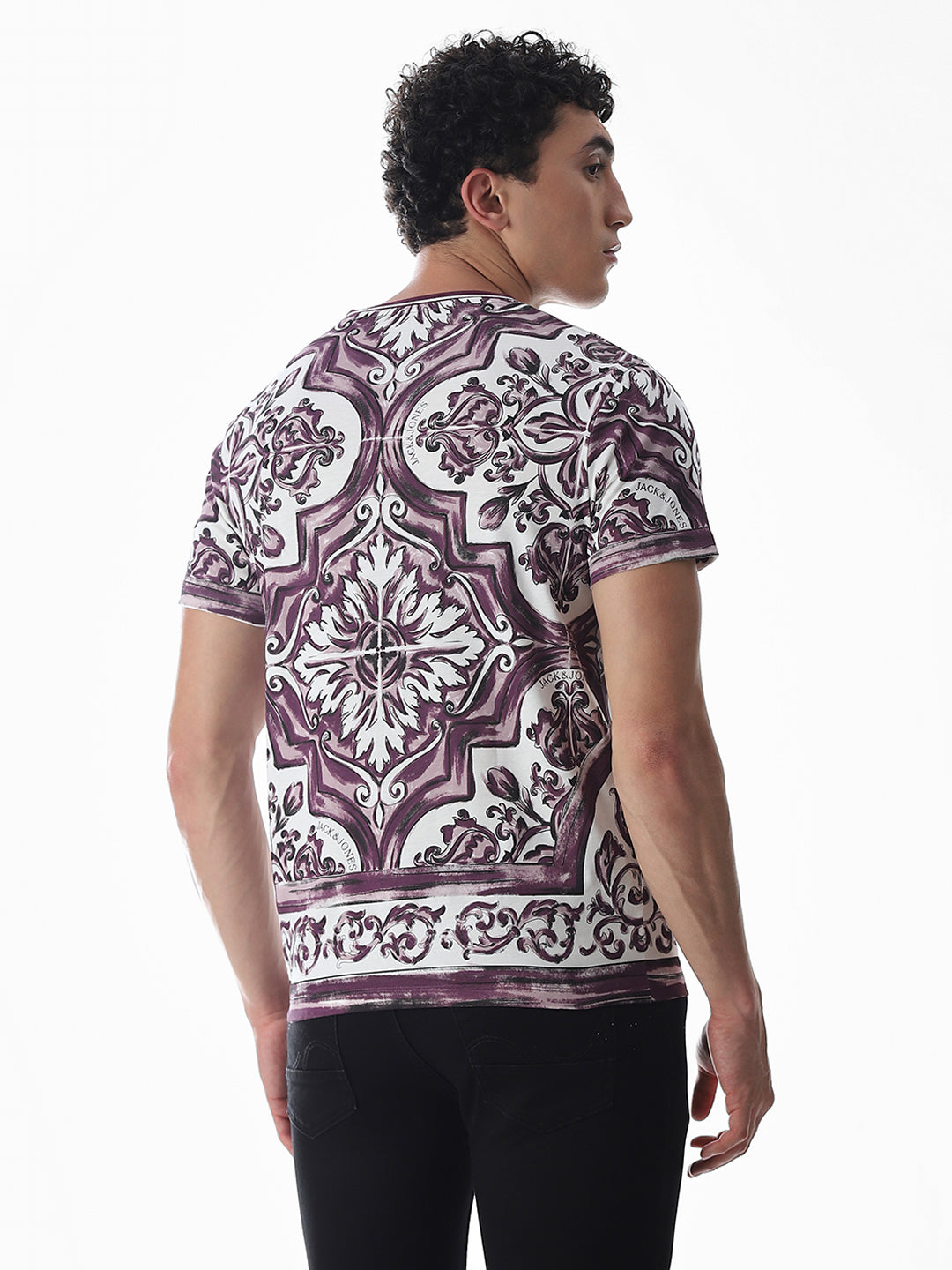 White Abstract Print T-shirt