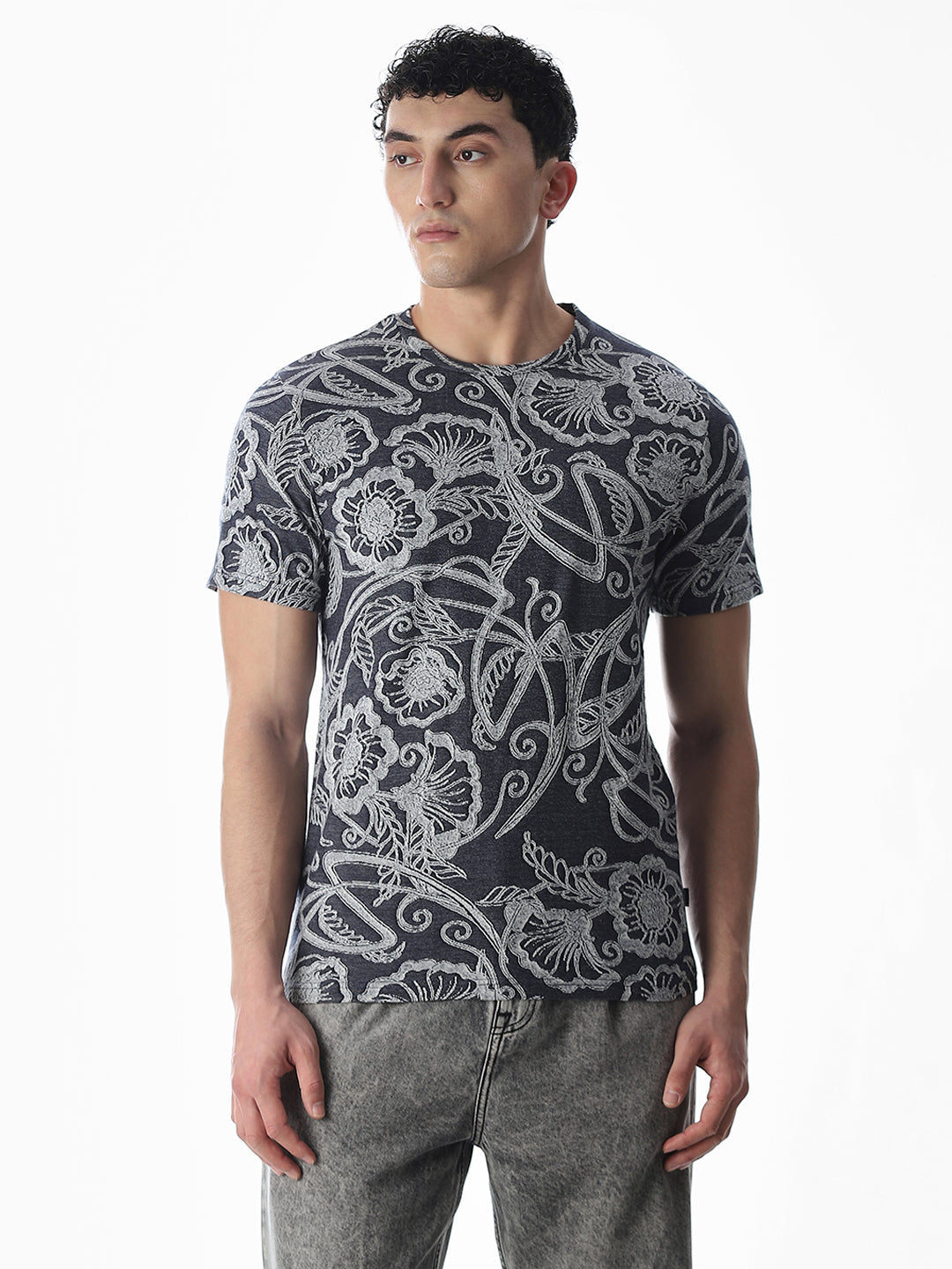 Jacquard Printed Cotton T-shirt