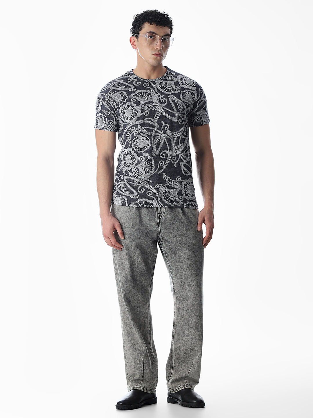 Jacquard Printed Cotton T-shirt