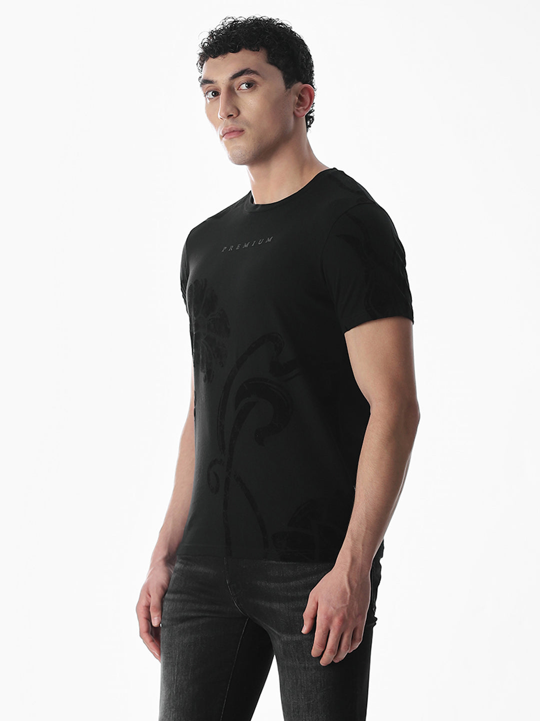 Flock Print Cotton T-shirt