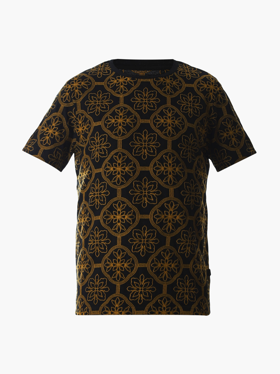 Black Embroidered Cotton T-shirt