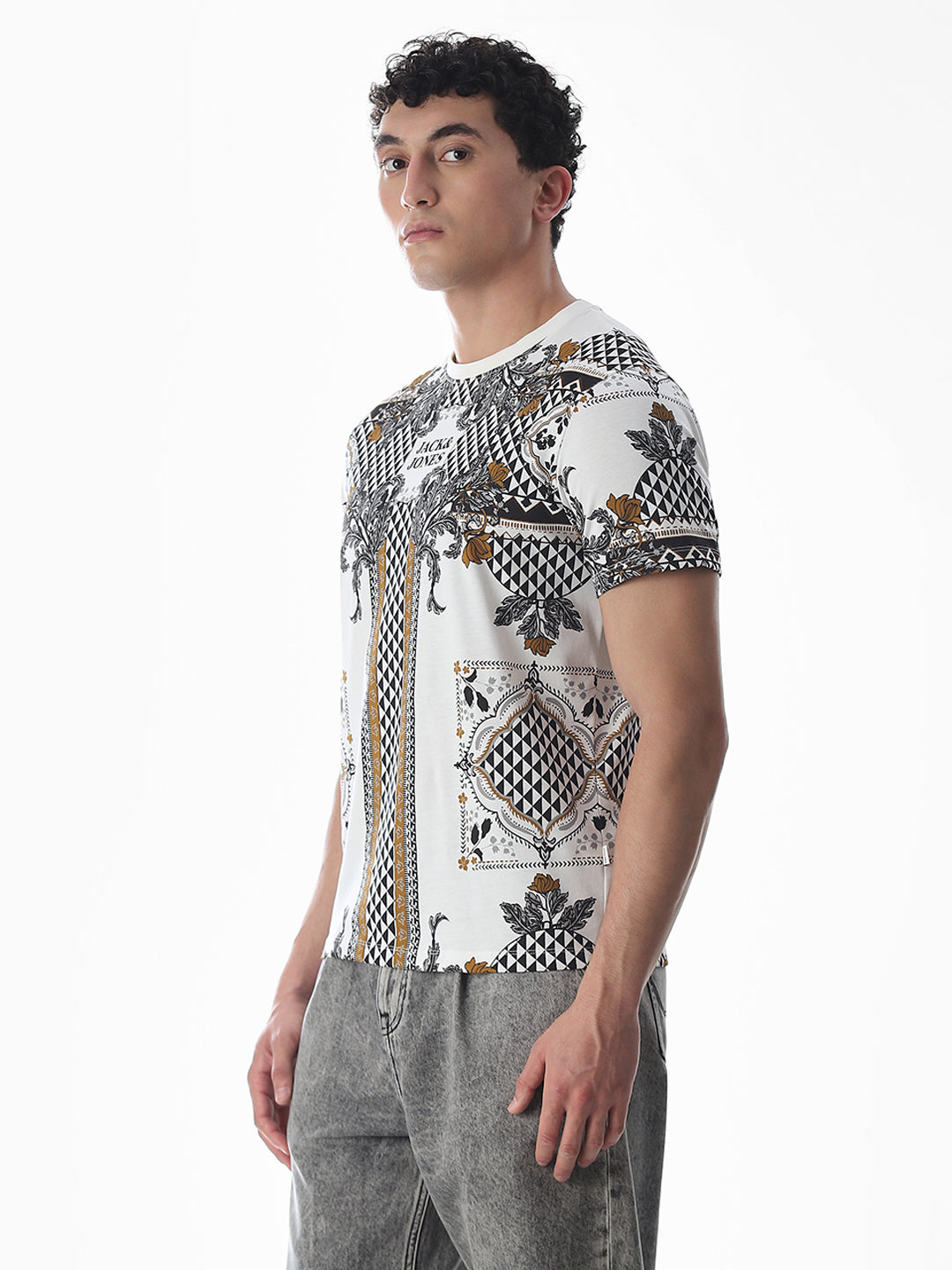 White Printed Cotton T-shirt