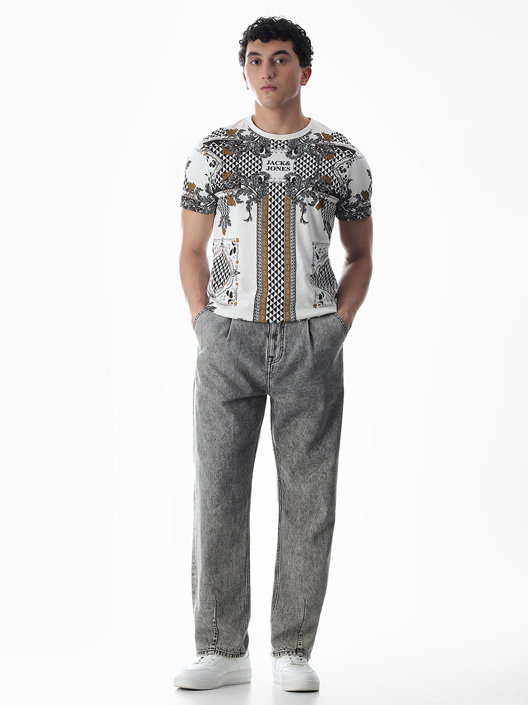 White Printed Cotton T-shirt