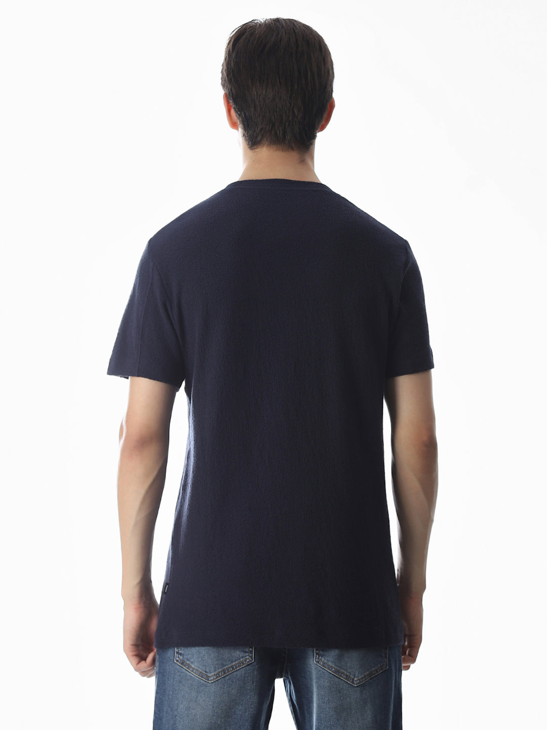 Navy Blue Cotton Crew Neck T-shirt