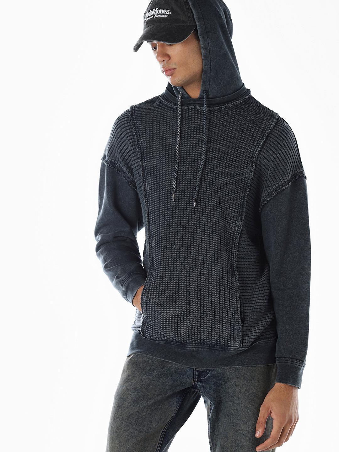 Cut & Sew Hooded Sweatshirt - S