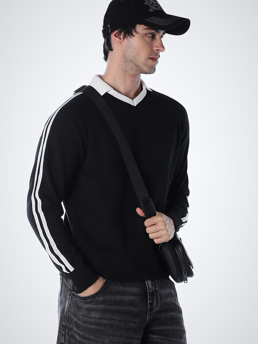 Black Contrast Tipping Cotton Polo - M