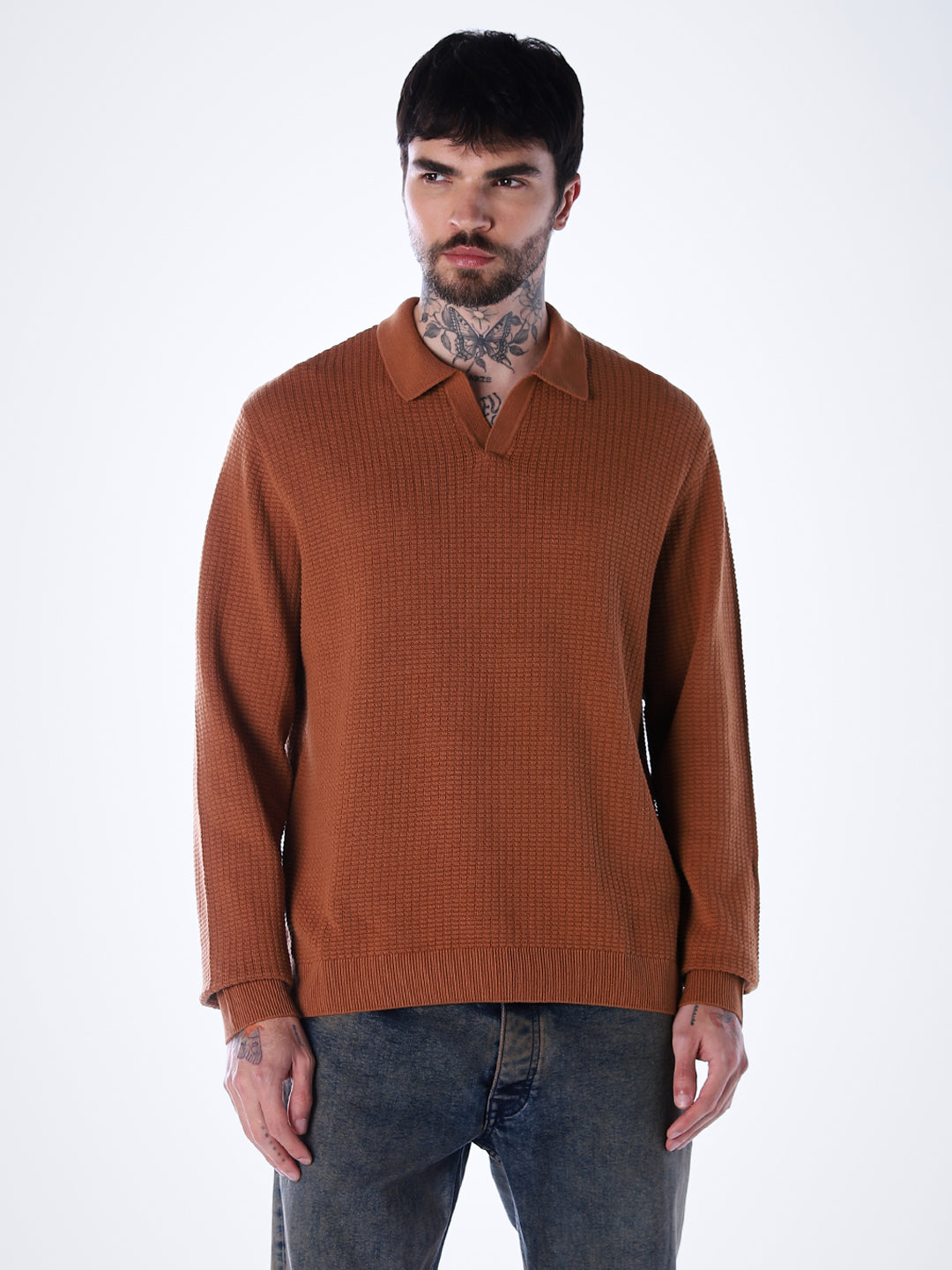 Structured Knitted Cotton Polo