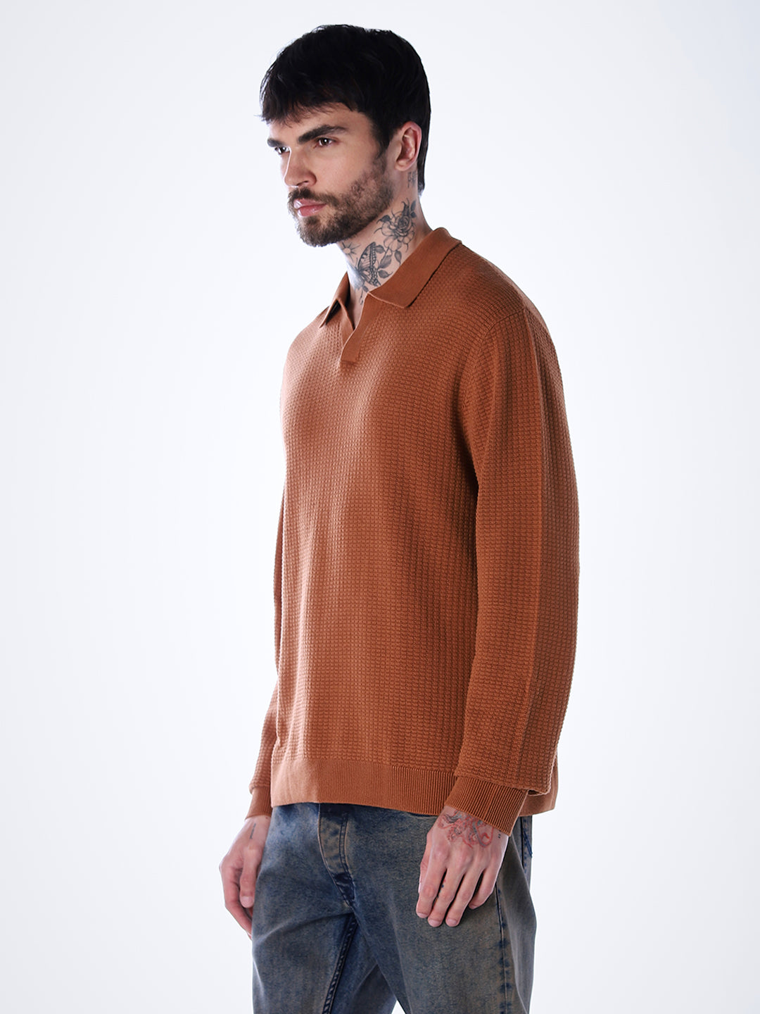 Structured Knitted Cotton Polo