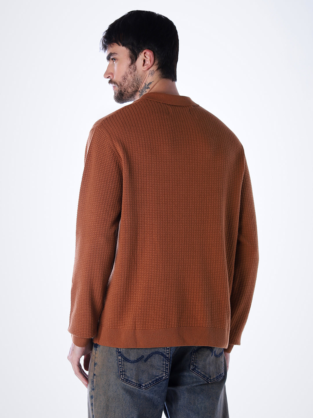 Structured Knitted Cotton Polo