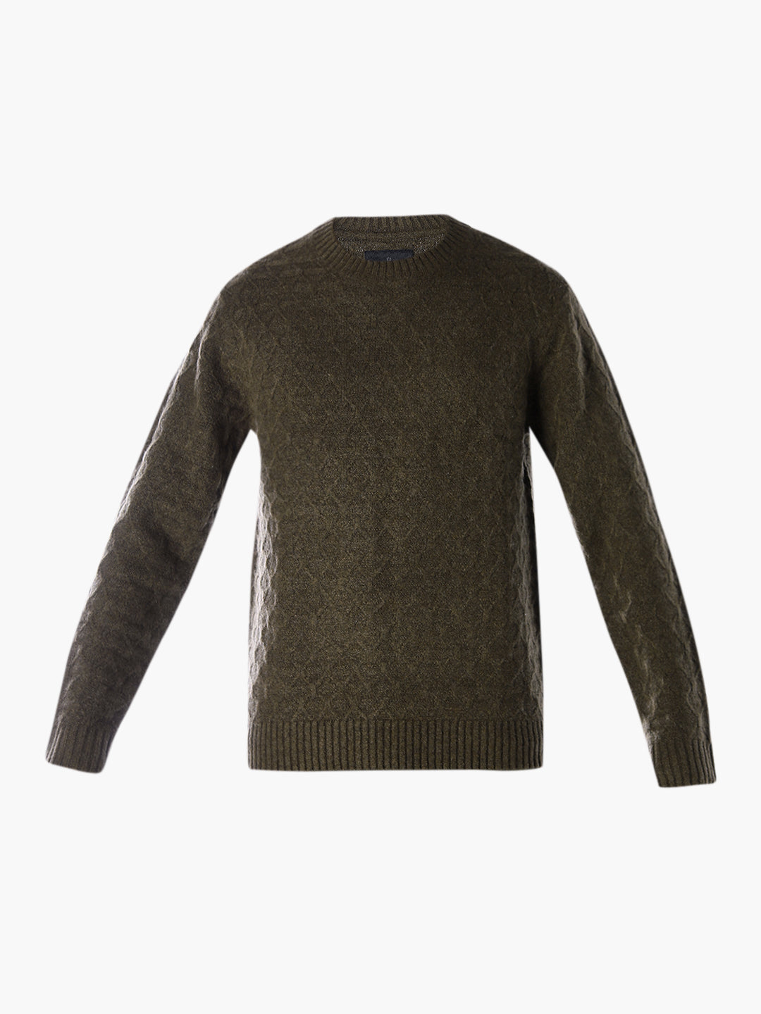 Structured Crew Neck Pullover - Green