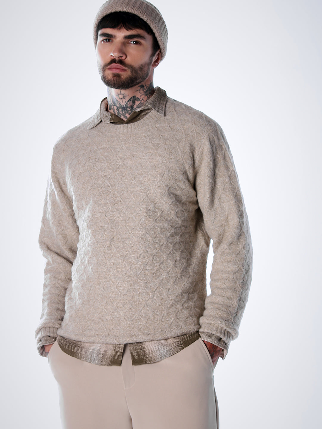 Structured Crew Neck Pullover - S