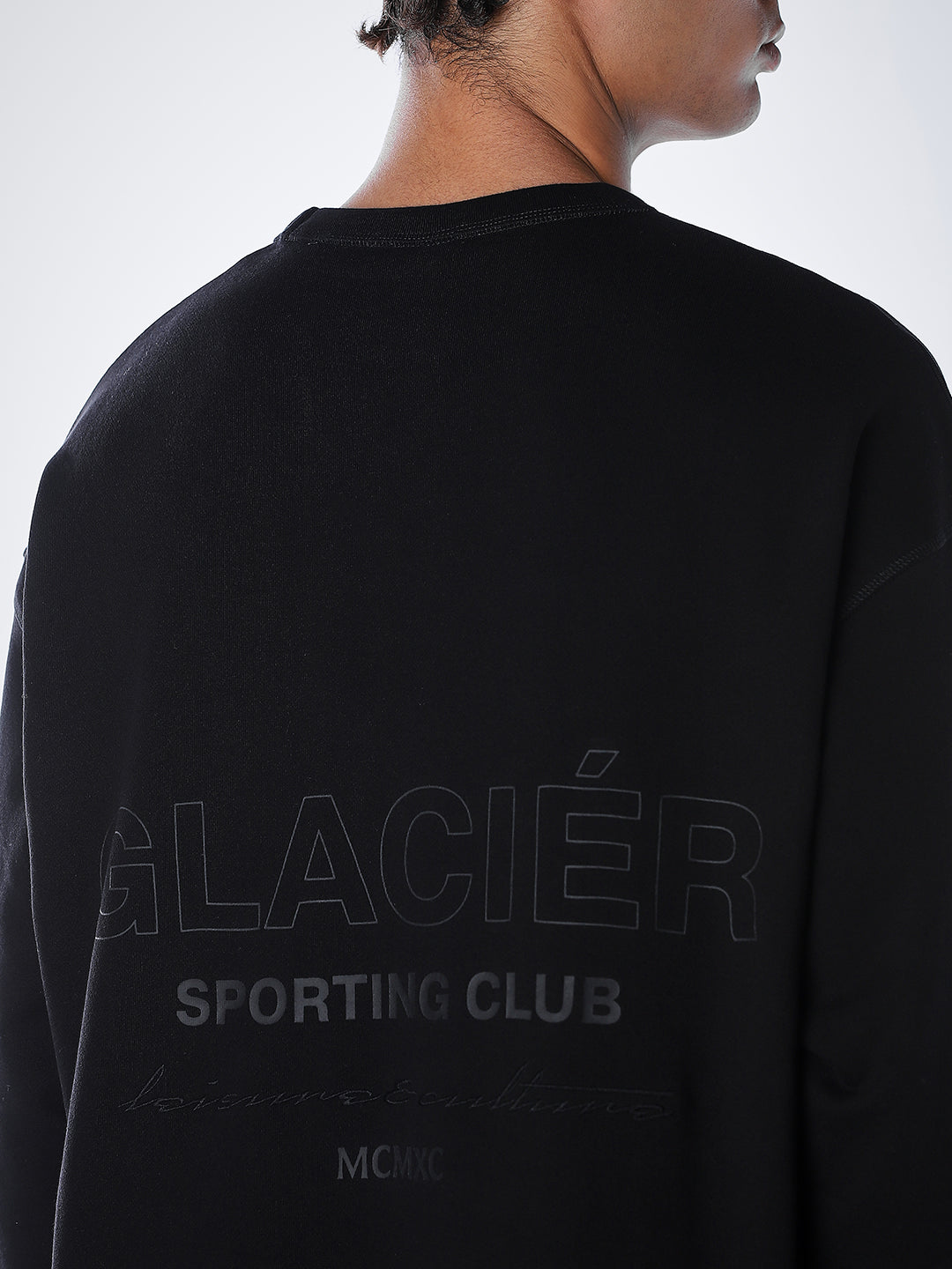 Crew Neck Cotton Sweatshirt - Black