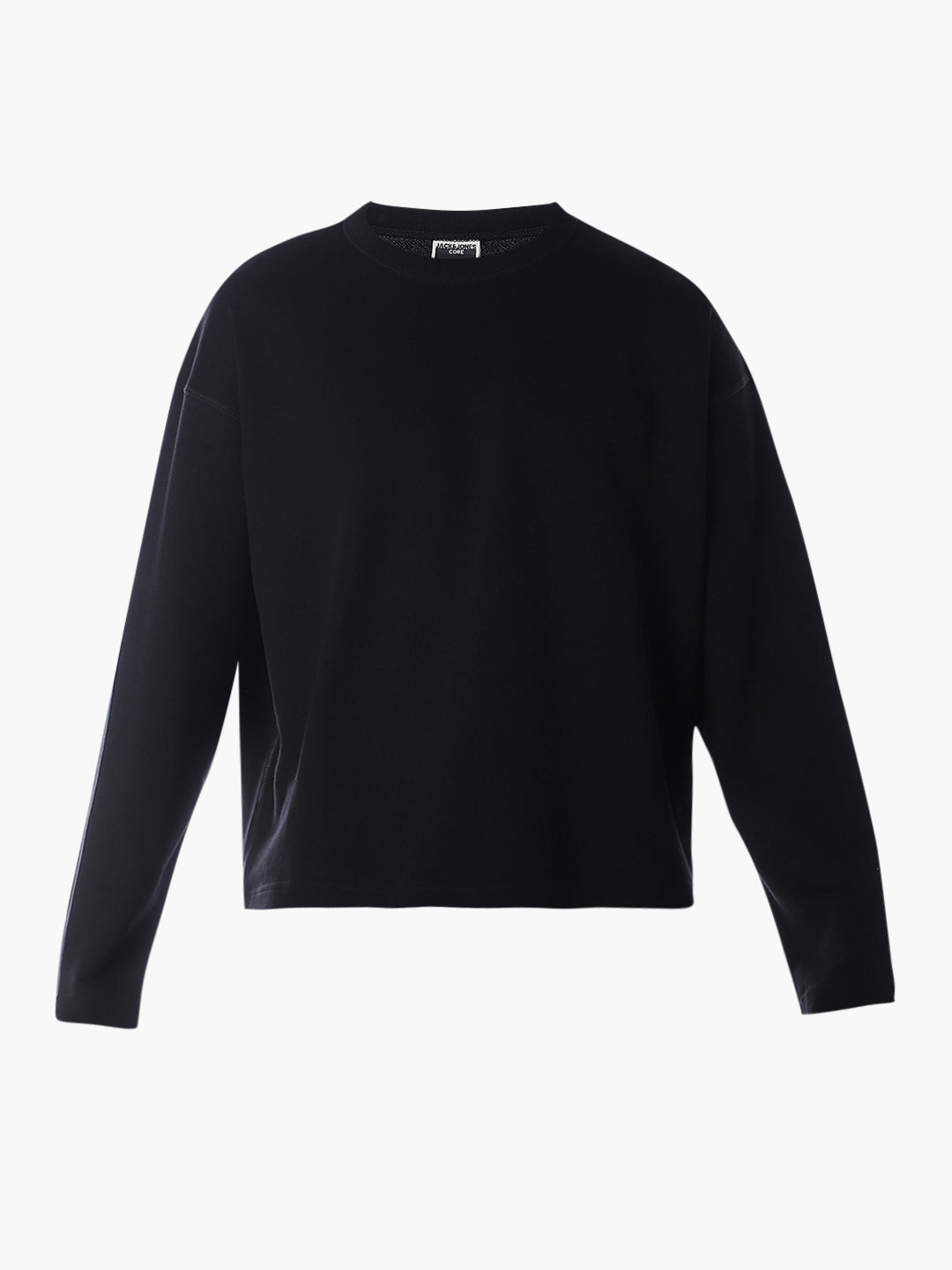 Crew Neck Cotton Sweatshirt - Black