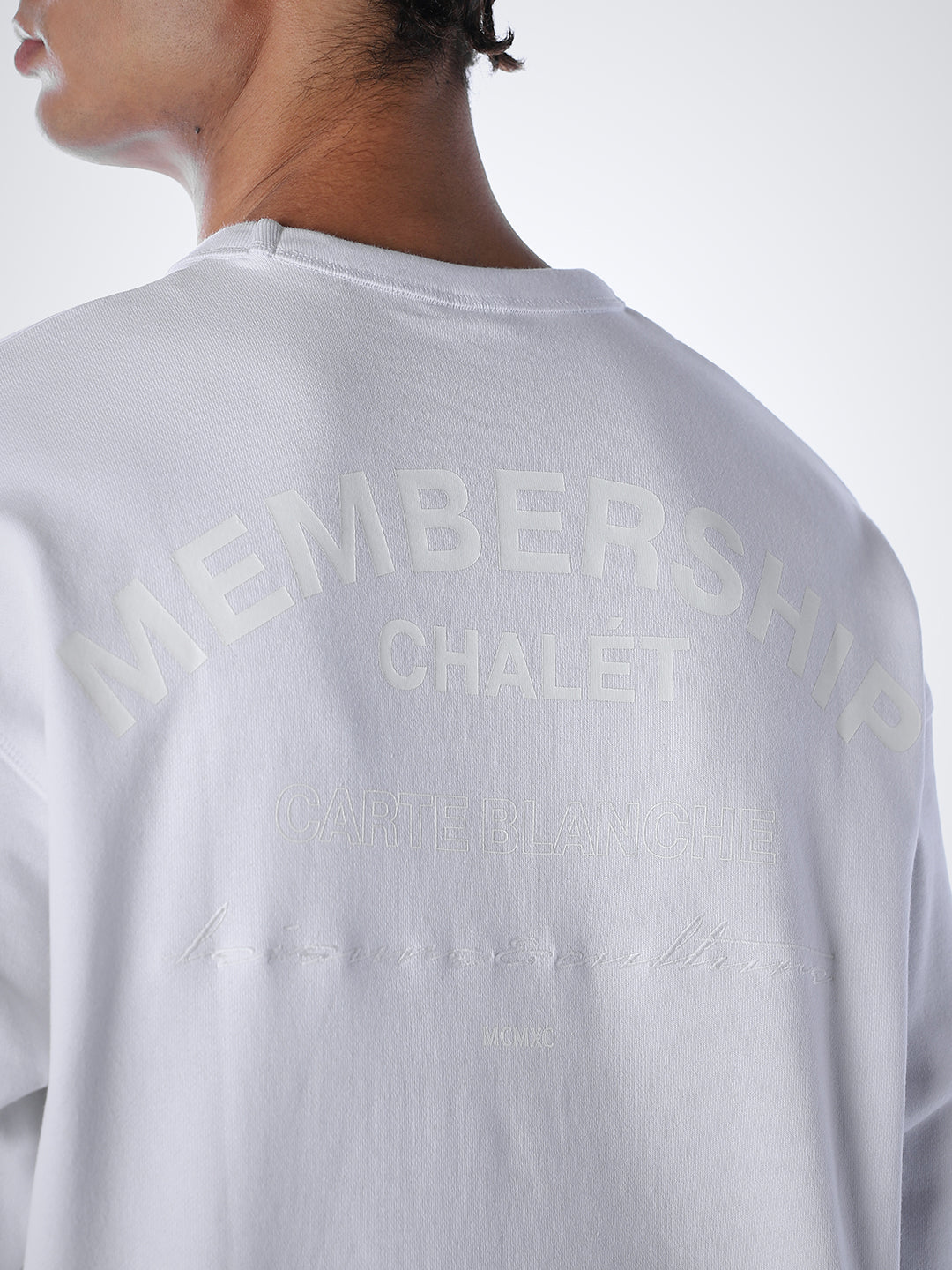 Crew Neck Cotton Sweatshirt - White