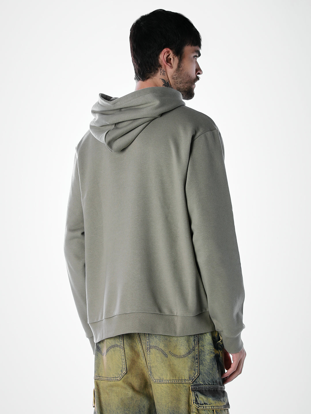 Embossed Text Hoodie - Green