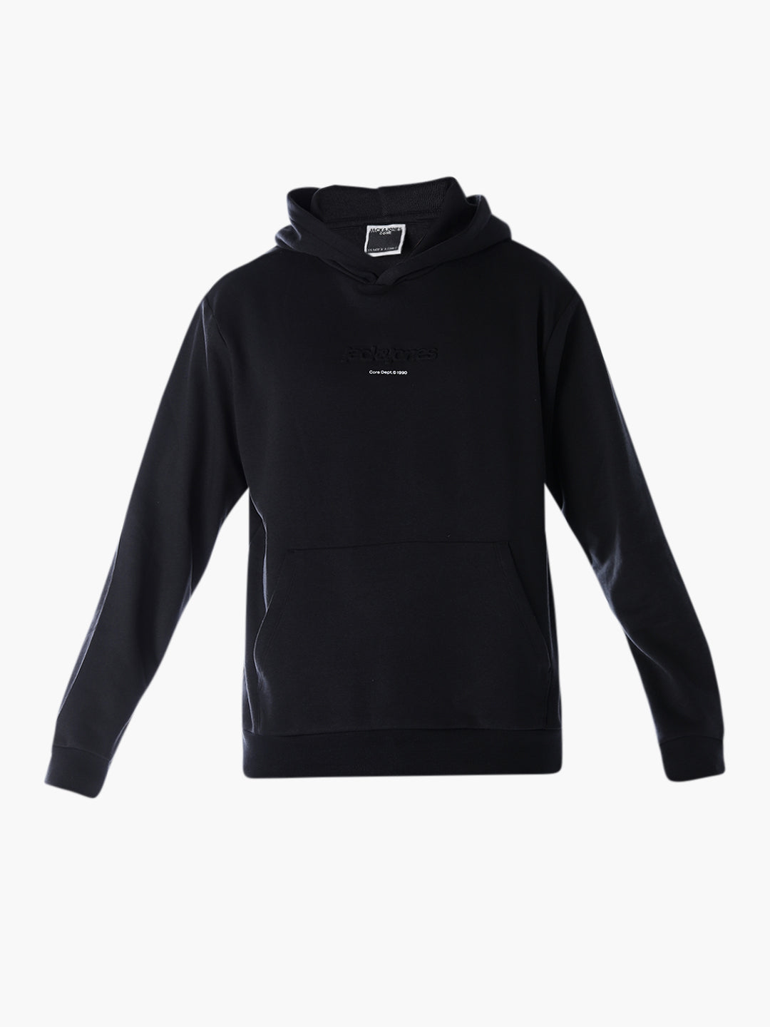 Embossed Text Hoodie - Black