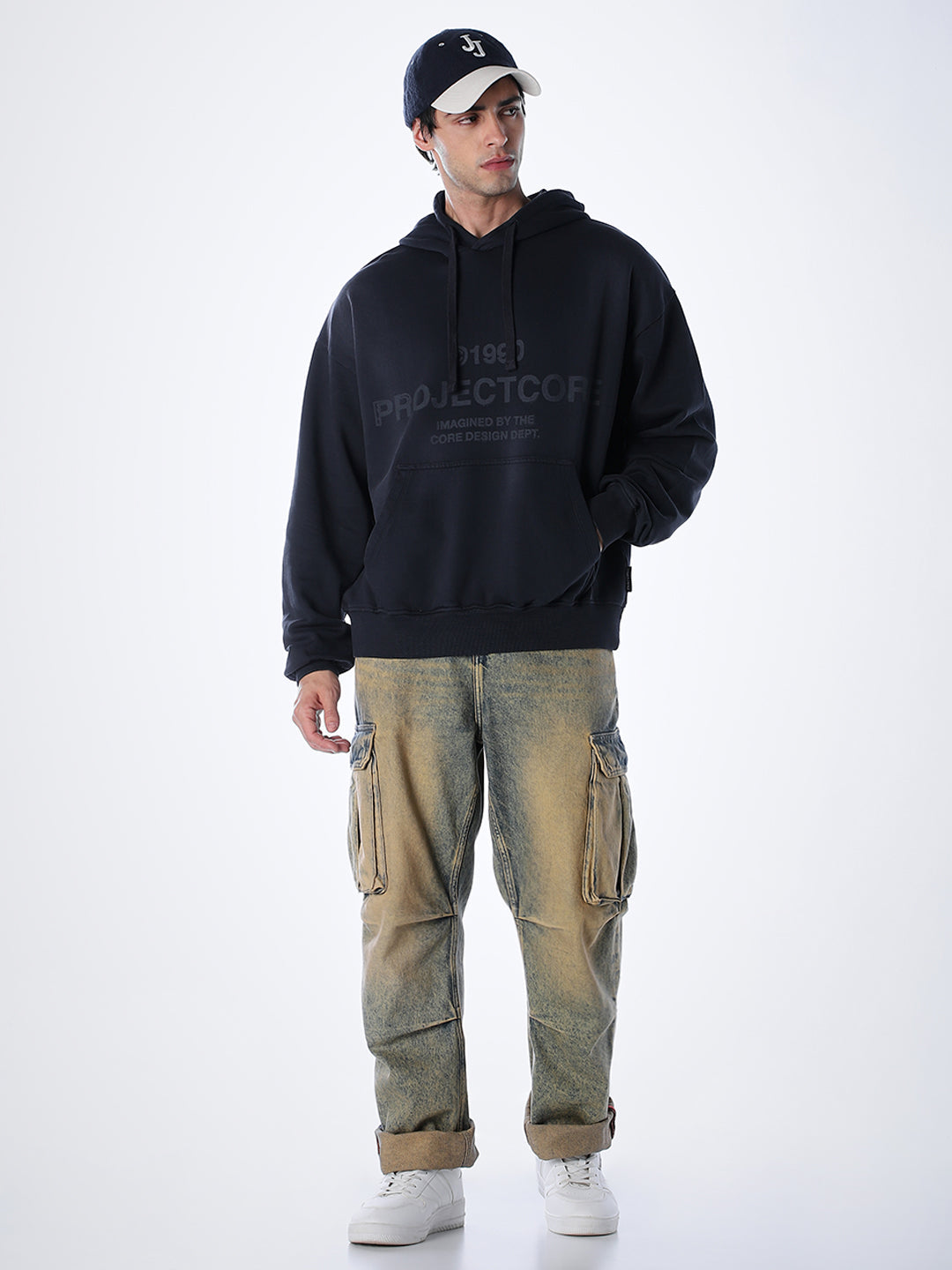 Printed Slim Fit Hoodie - Blue