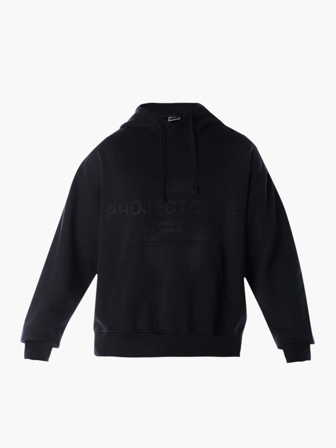 Printed Slim Fit Hoodie - Black