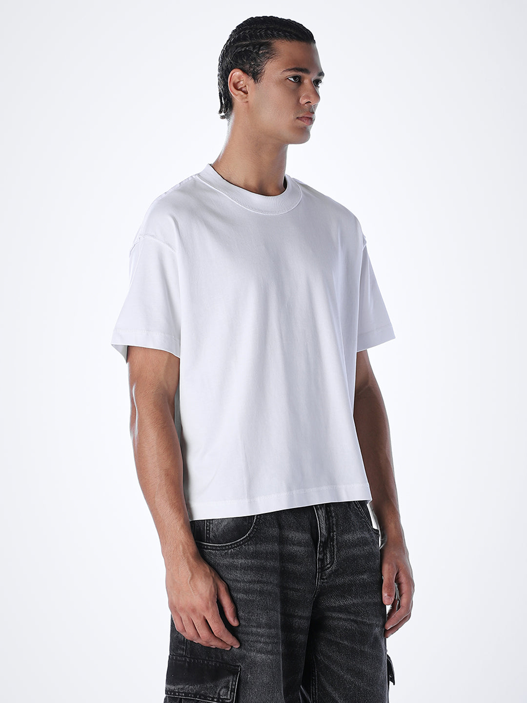 Acid Wash Cotton T-shirt - White
