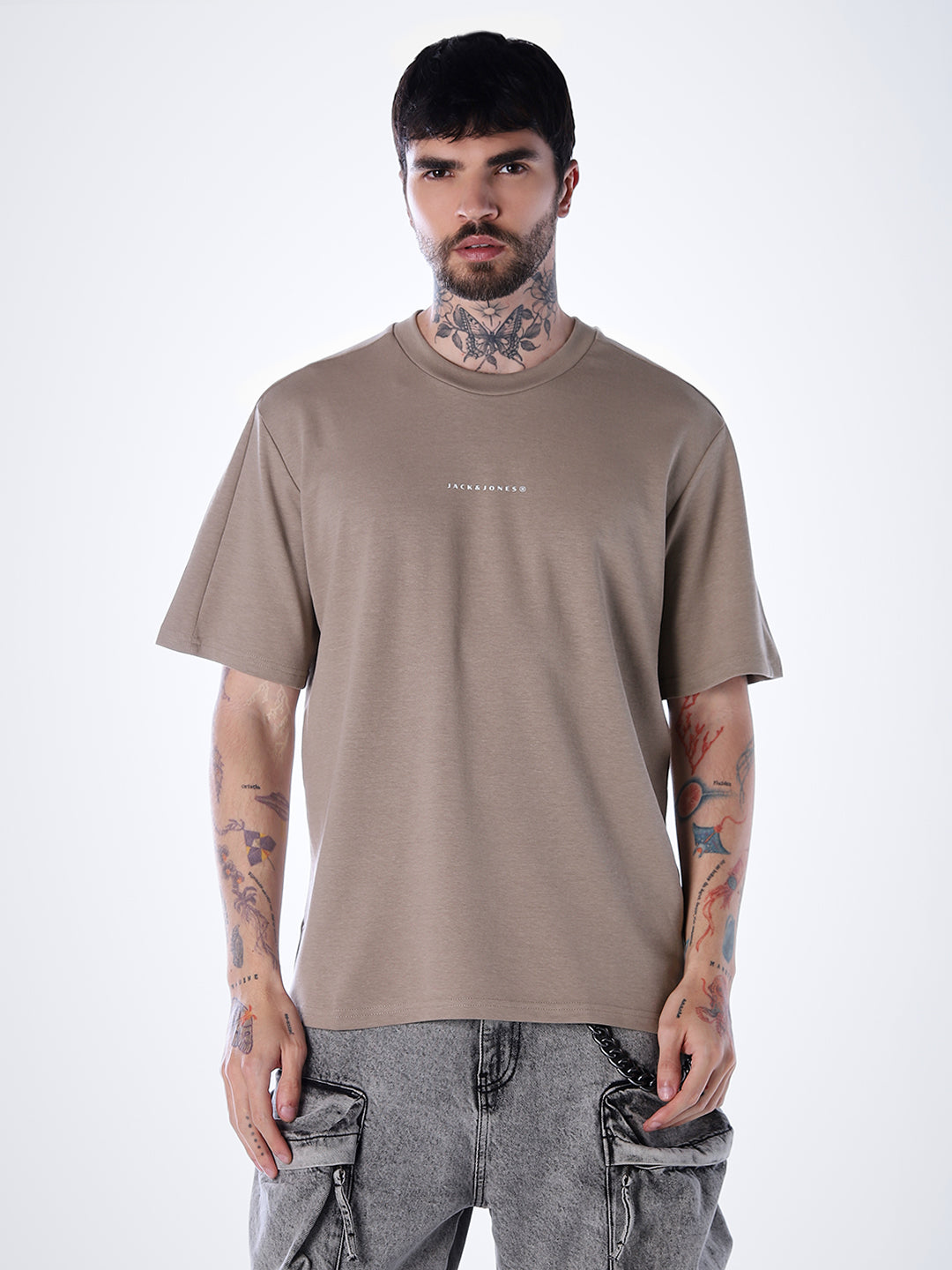 Back Print Oversized T-shirt - Brown