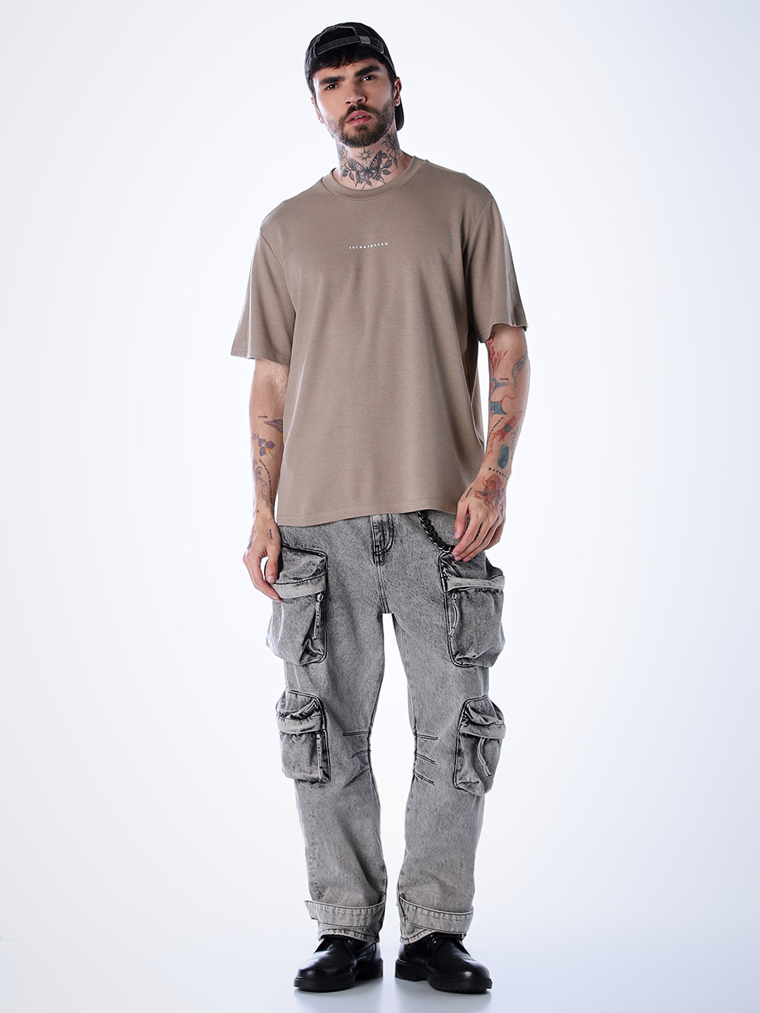 Back Print Oversized T-shirt - Brown