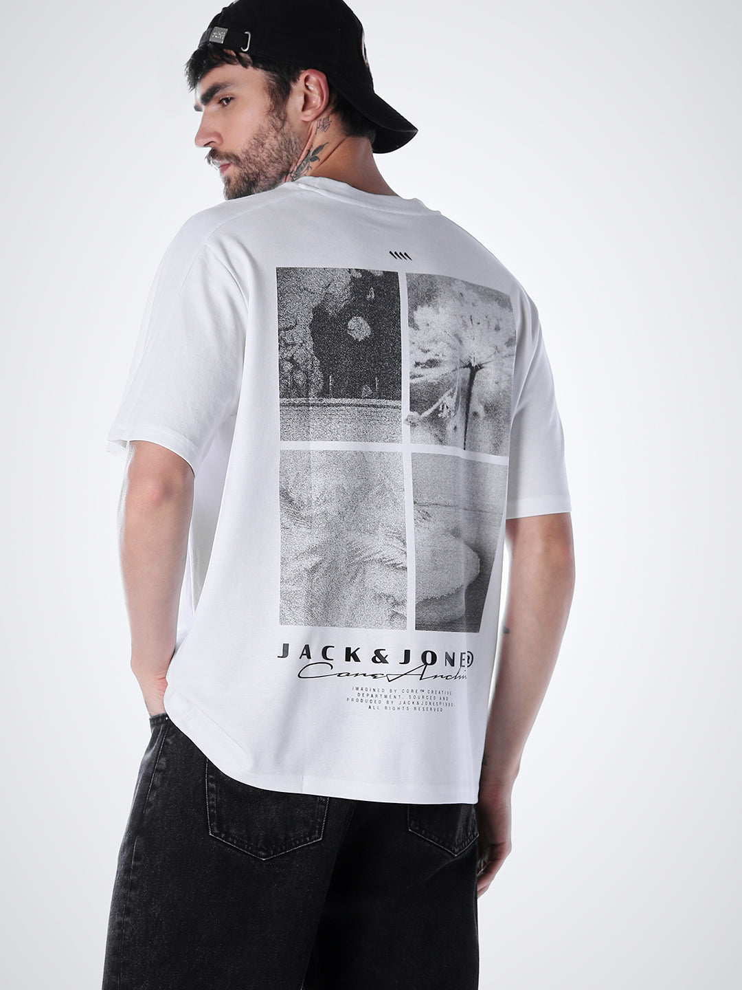 Back Print Oversized T-shirt - White - S