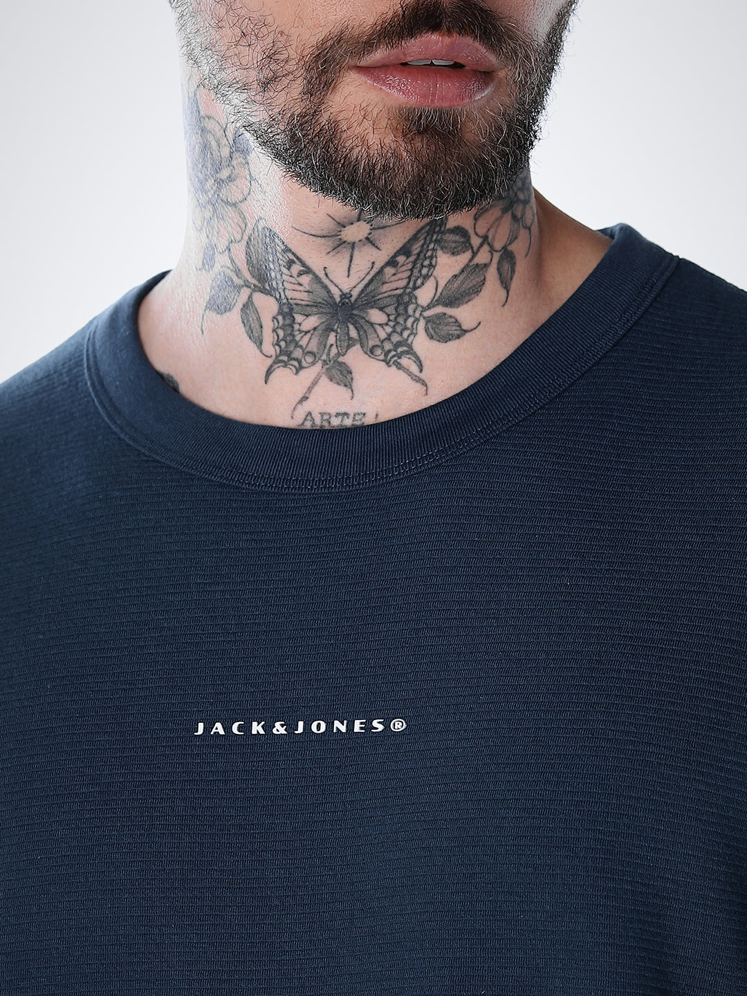 Structured Crew Neck Oversized T-shirt - Blue