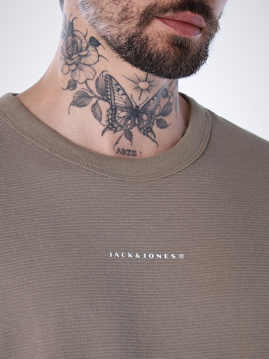 Structured Crew Neck Oversized T-shirt - Brown