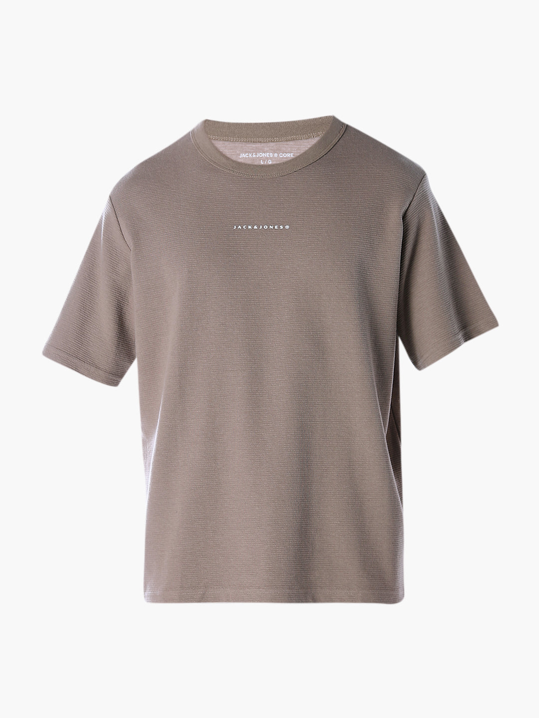 Structured Crew Neck Oversized T-shirt - Brown