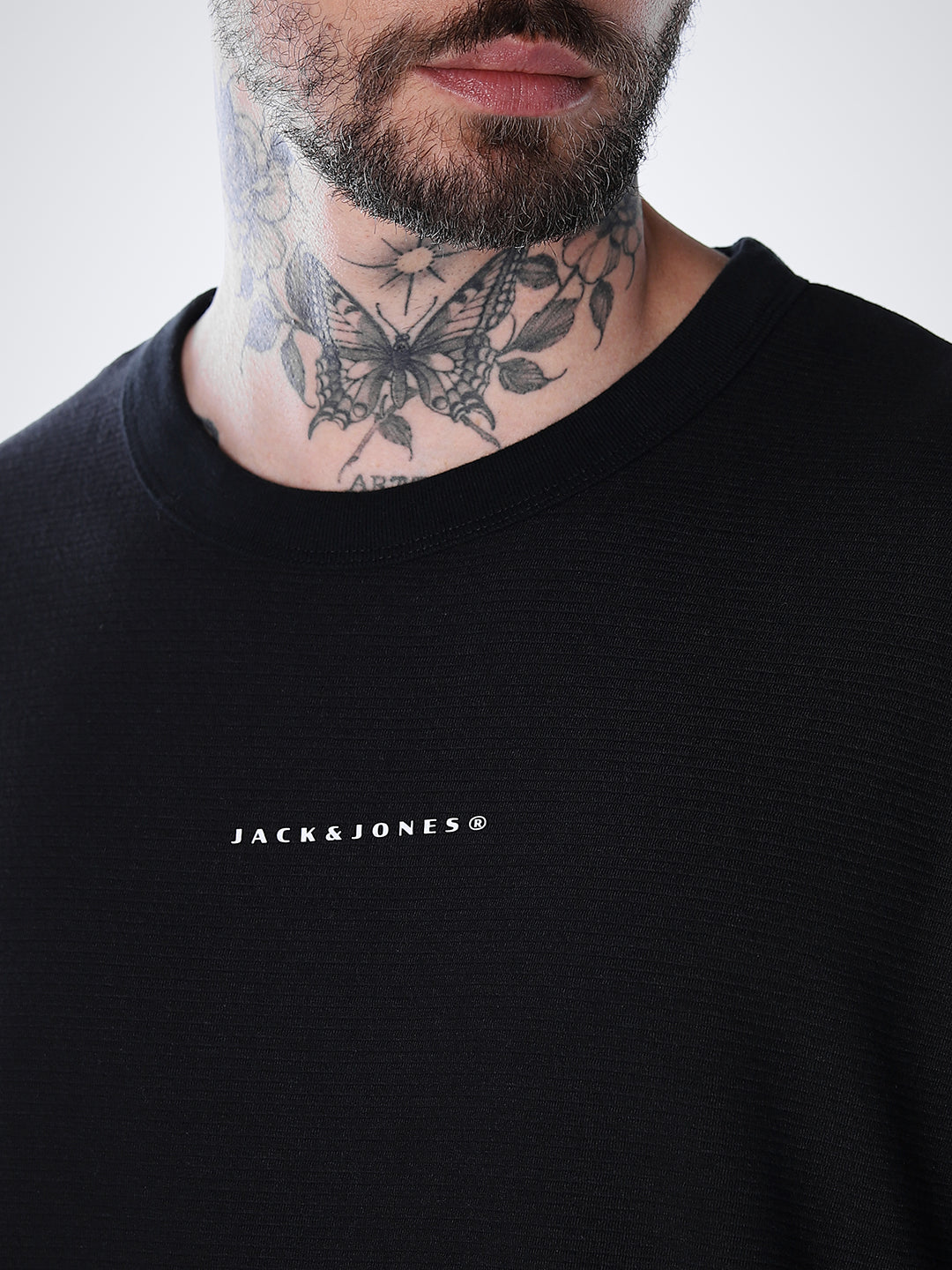 Structured Crew Neck Oversized T-shirt - Black