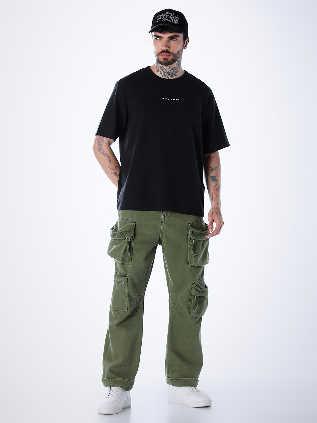 Structured Crew Neck Oversized T-shirt - Black