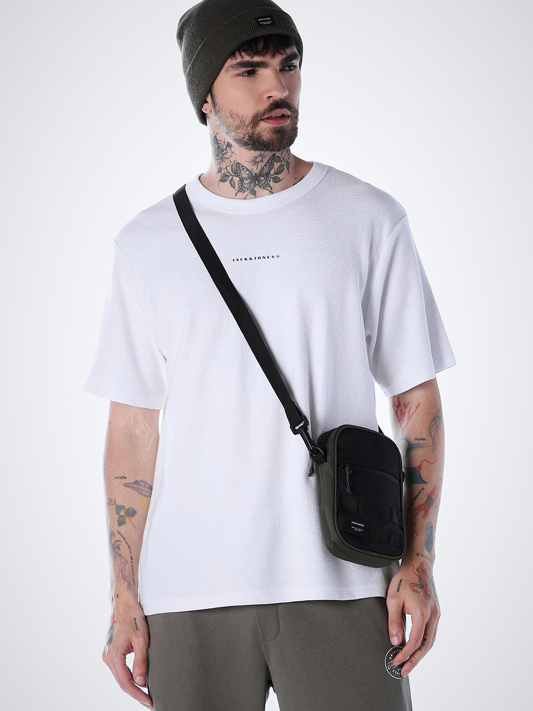 Structured Crew Neck Oversized T-shirt - White - S