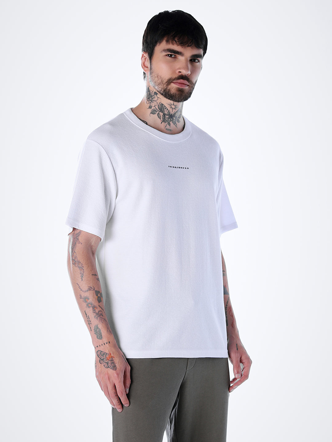Structured Crew Neck Oversized T-shirt - White