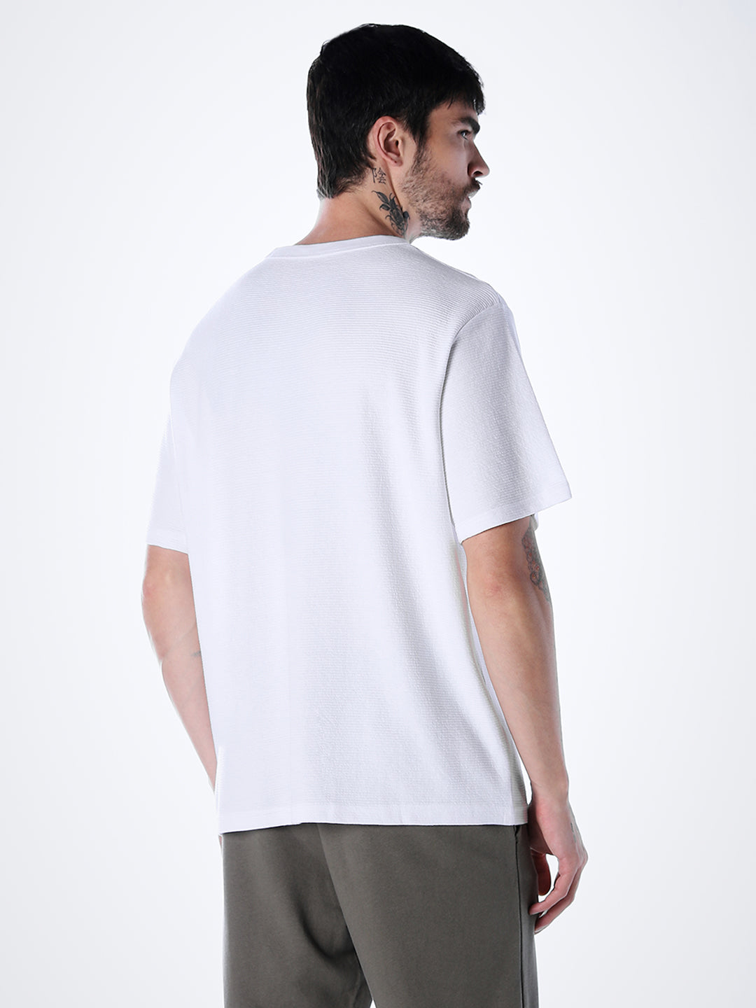 Structured Crew Neck Oversized T-shirt - White
