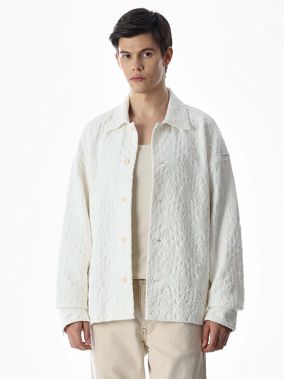 White Jacquard Overshirt