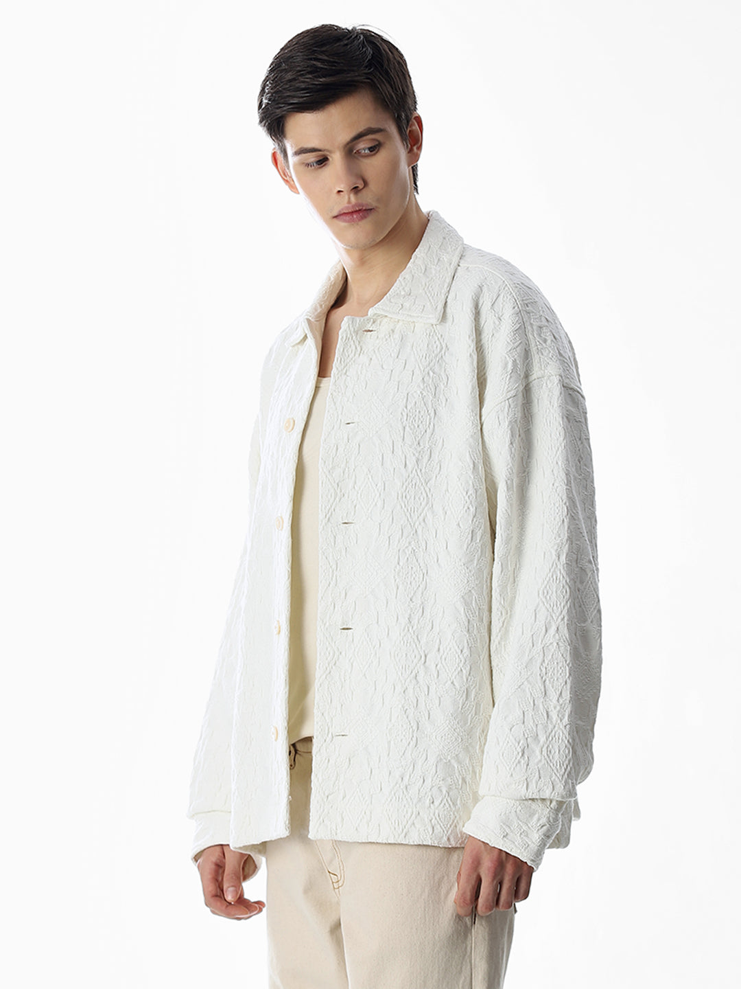 White Jacquard Overshirt