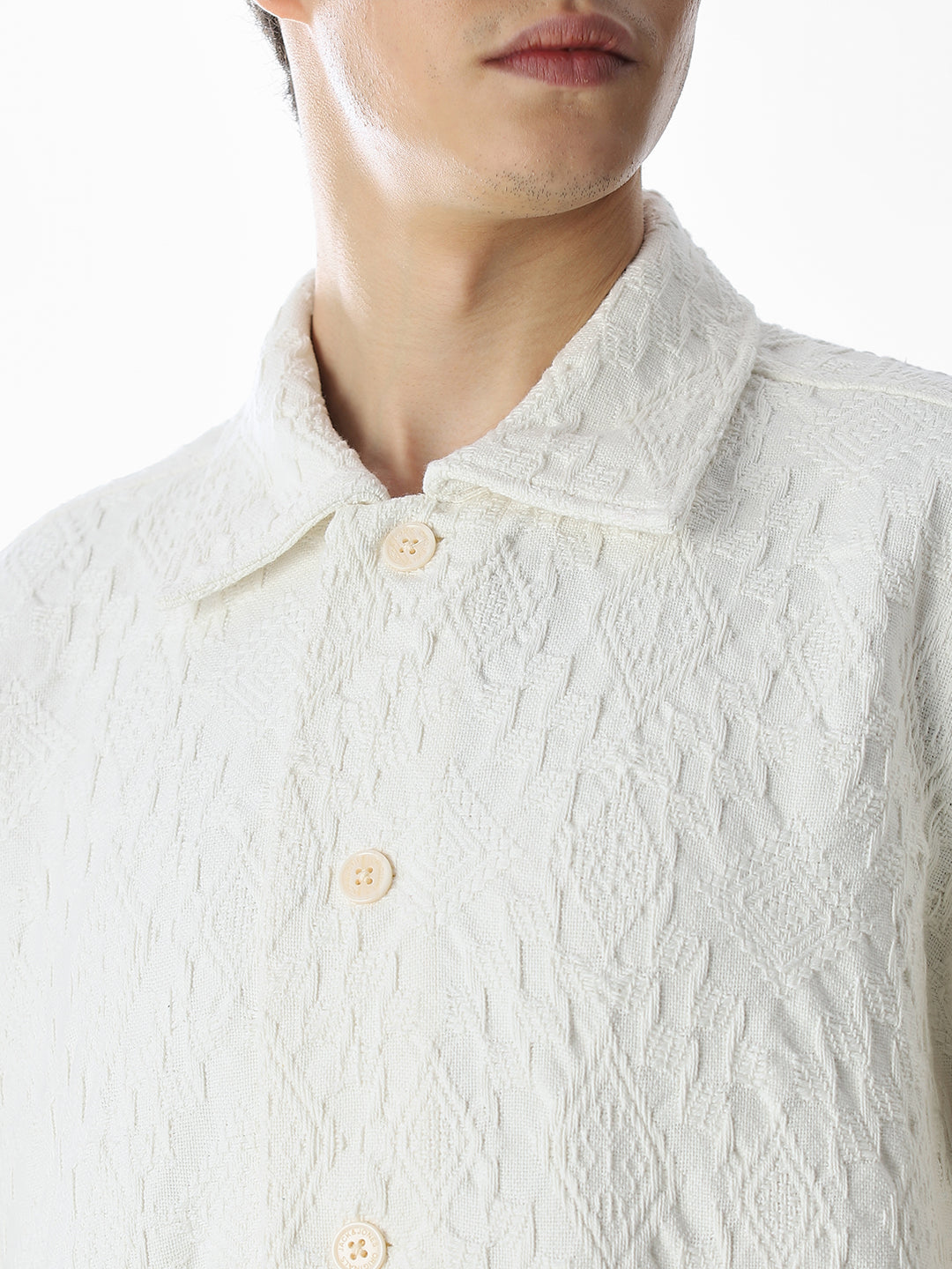 White Jacquard Overshirt
