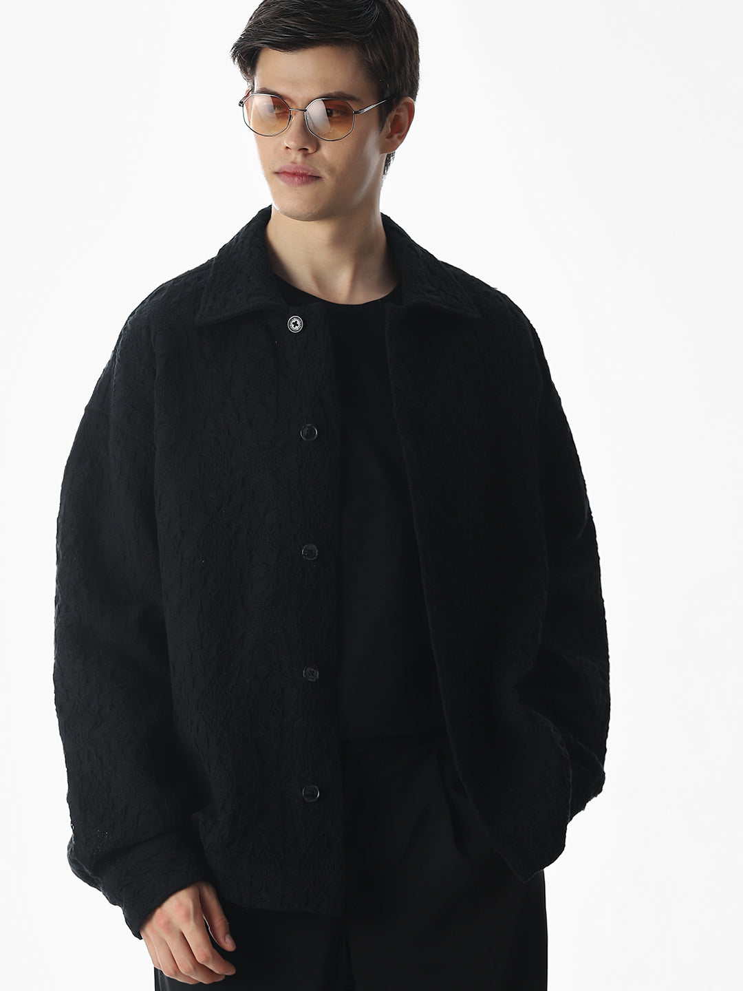 Black Jacquard Overshirt