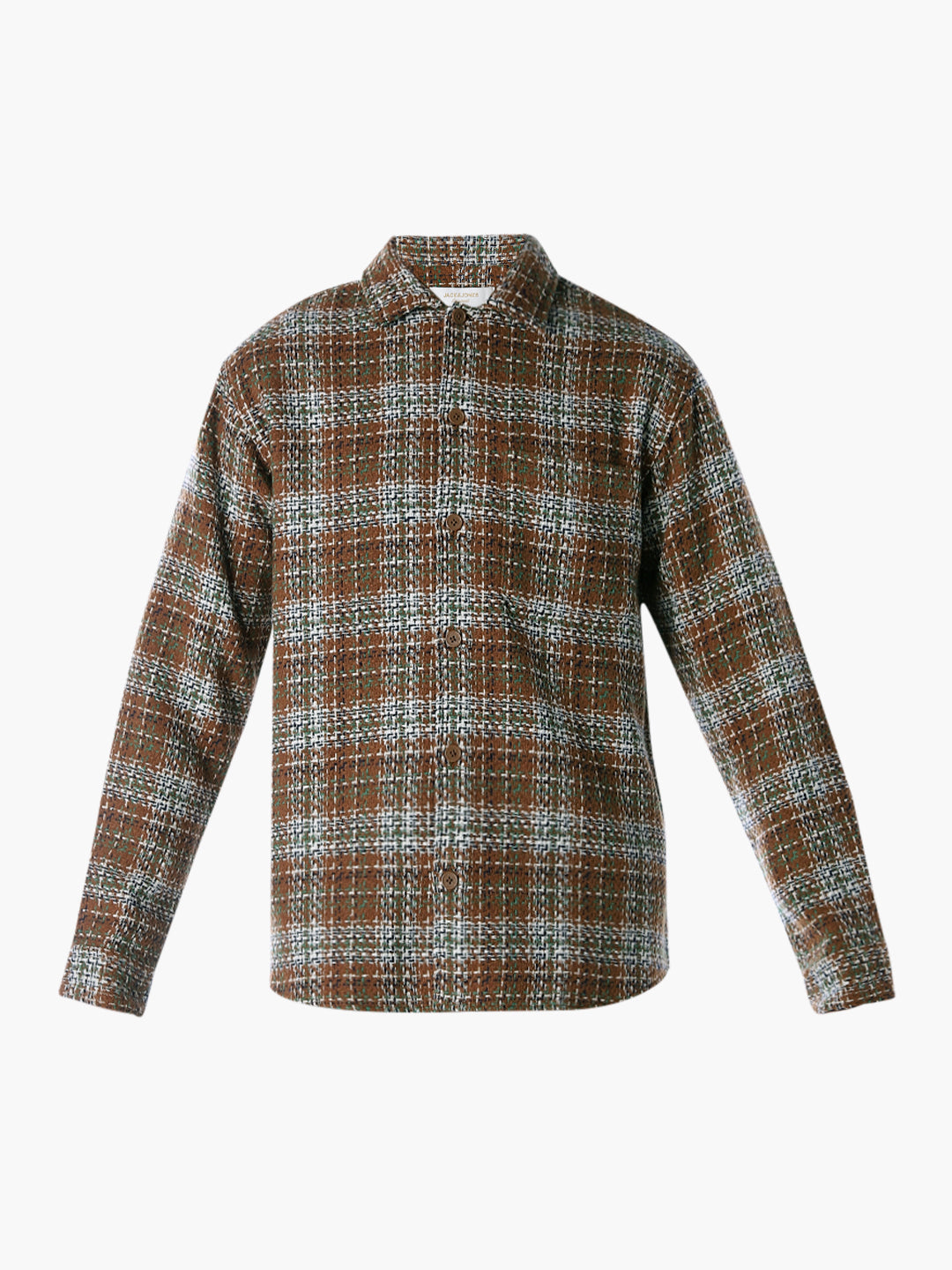 Thread Check Print Overshirt - Brown