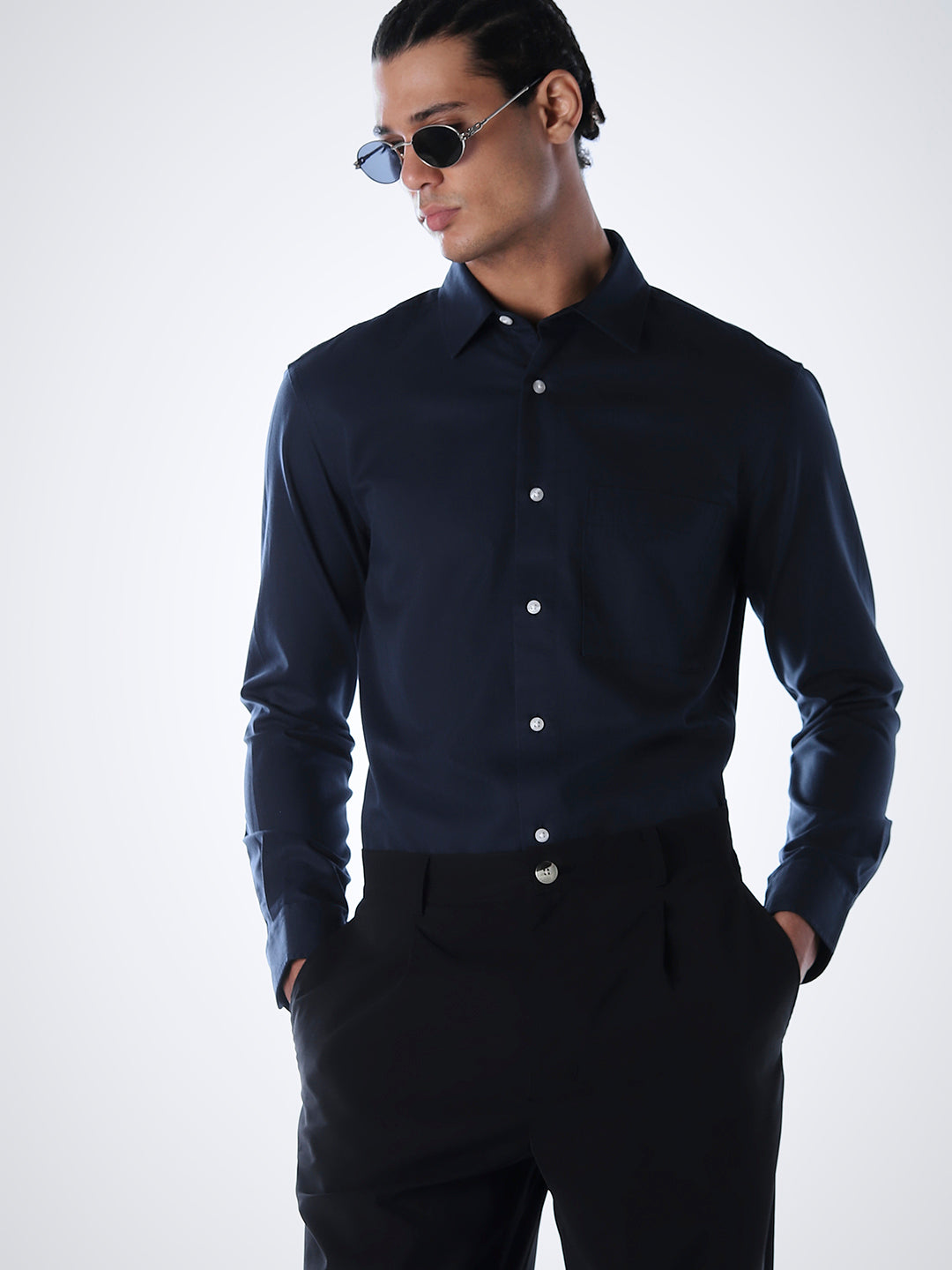 Lyocell Slim Fit Shirt - Blue - S