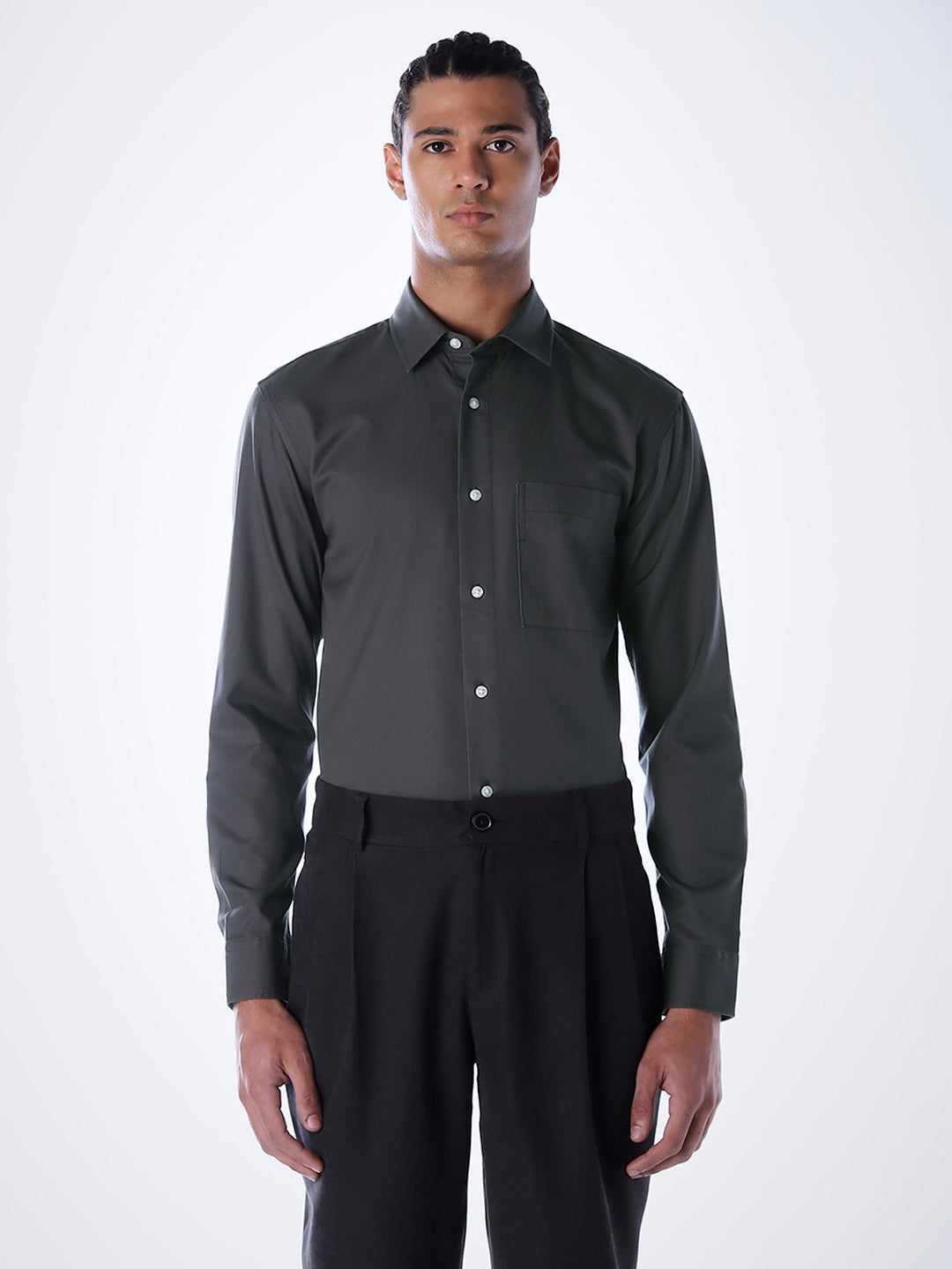 Lyocell Slim Fit Shirt - Grey