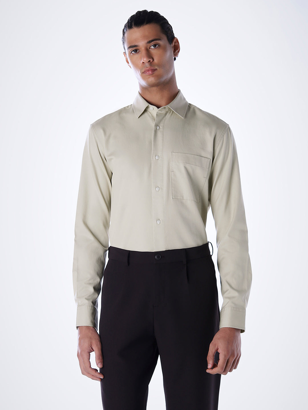 Lyocell Slim Fit Shirt - Beige