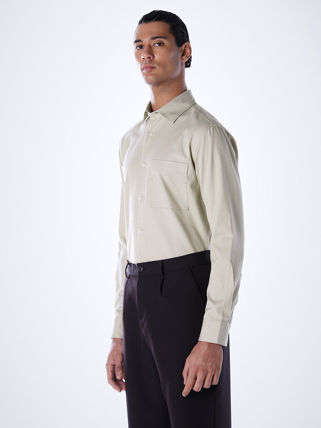 Lyocell Slim Fit Shirt - Beige