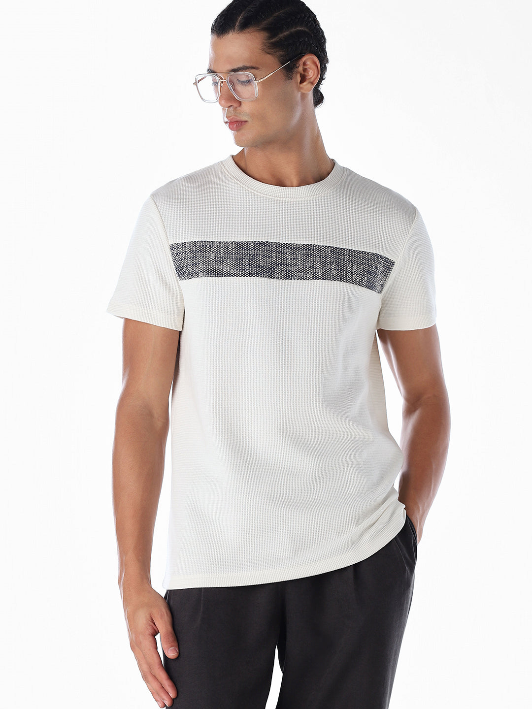 White Embroidered Cotton T-shirt - M
