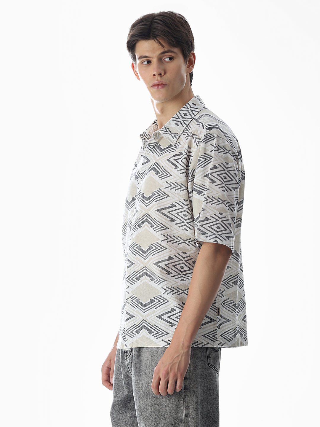 White Printed Cotton Shirt