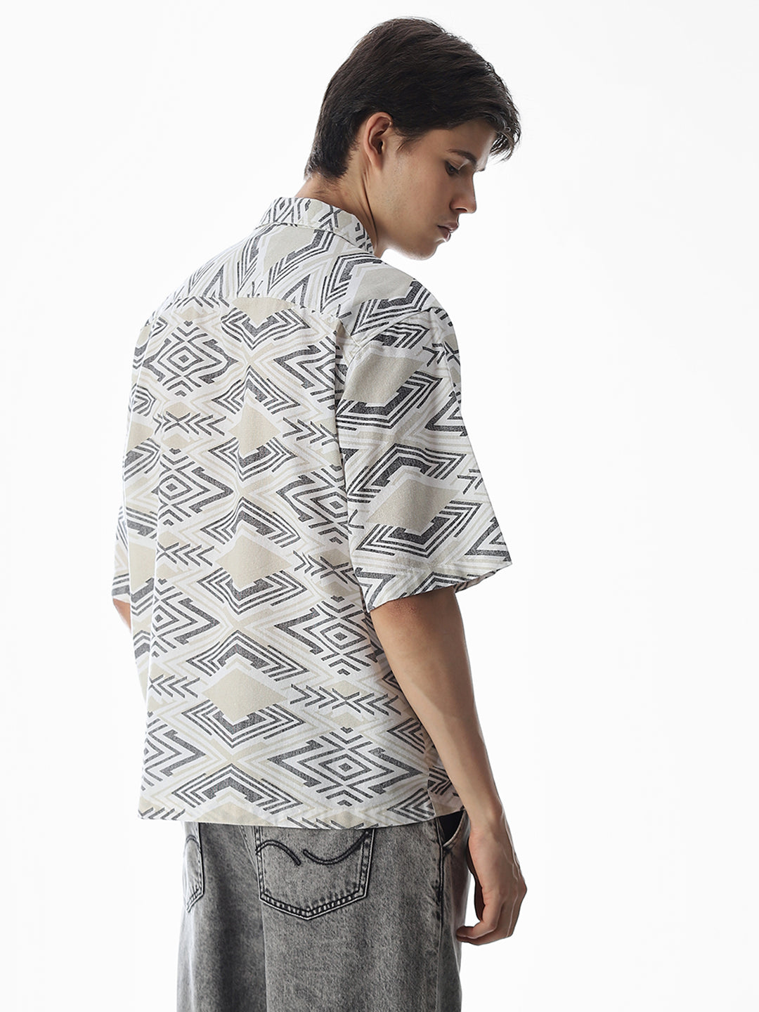 White Printed Cotton Shirt