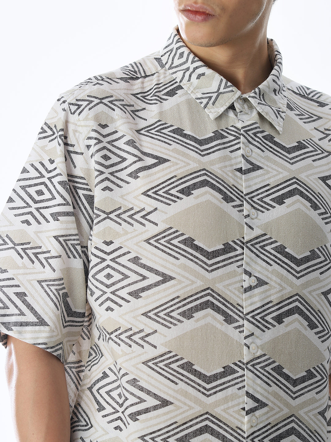 White Printed Cotton Shirt