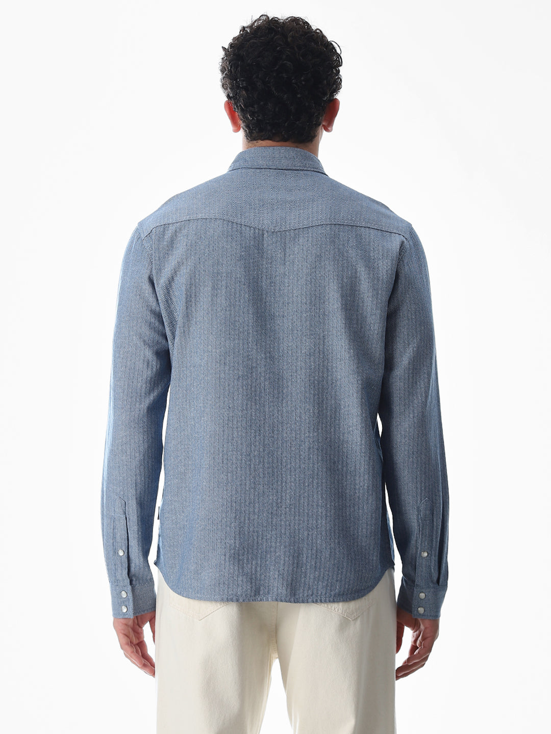 Blue Cotton Full Sleeves Shirt