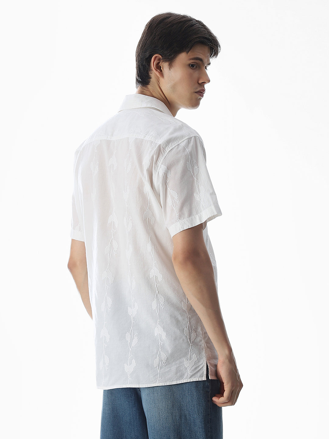 White Embroidered Cotton Shirt