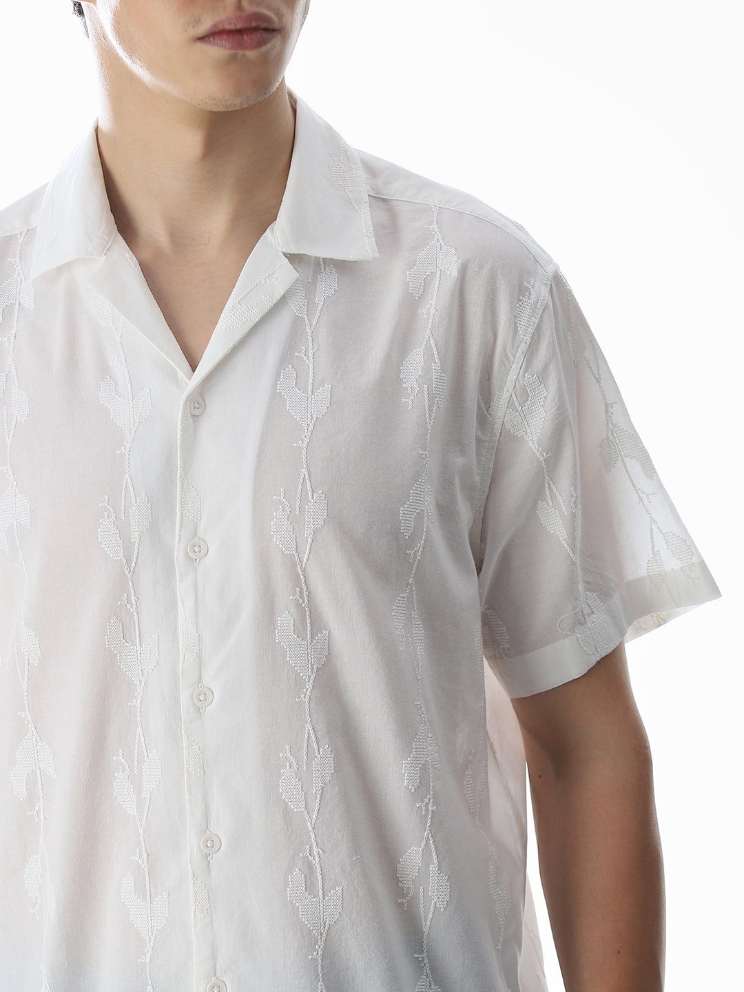 White Embroidered Cotton Shirt